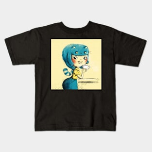 Blue hairCat Kids T-Shirt